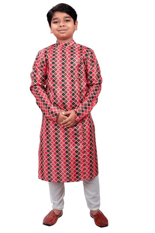 DEIANA'S Casual Designer Kurta Pyjama Set For Boys And kids (Pink With Black) | Swadesiicart