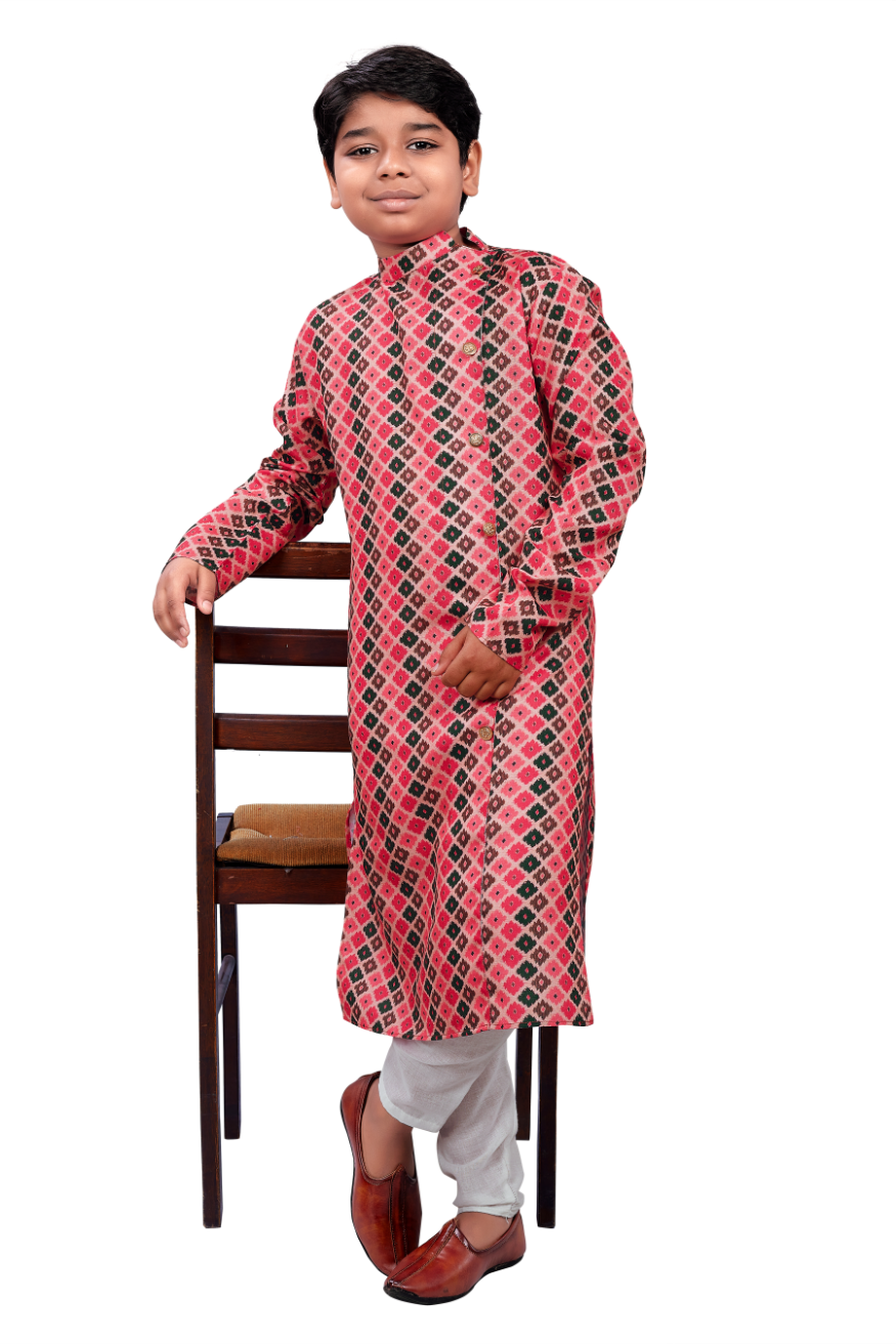 DEIANA'S Casual Designer Kurta Pyjama Set For Boys And kids (Pink With Black) | Swadesiicart