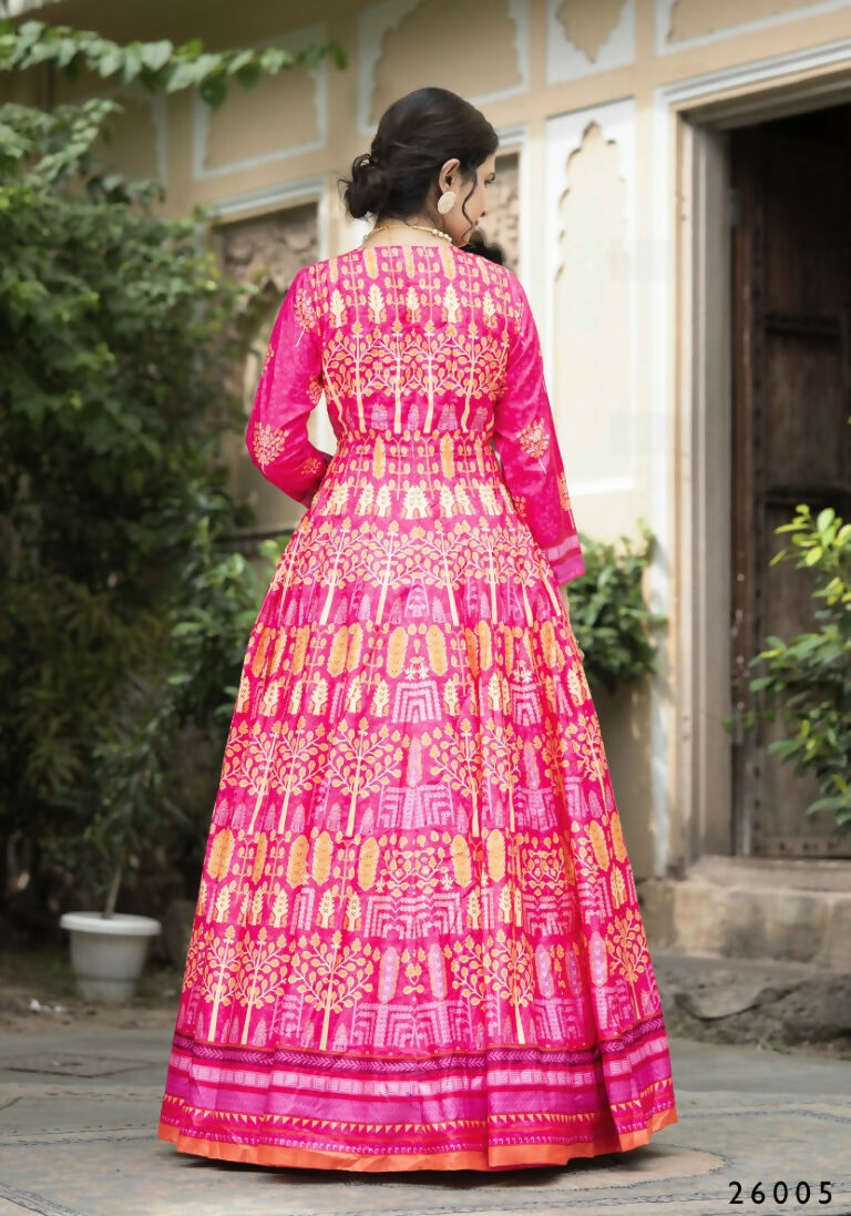 Wedding Designer Pink Soft Dola Silk Anarkali suit with Dupatta - Samanta - Swadesiicart