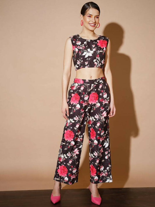 Myshka Women Black Printed Co-Ords - Swadesiicart