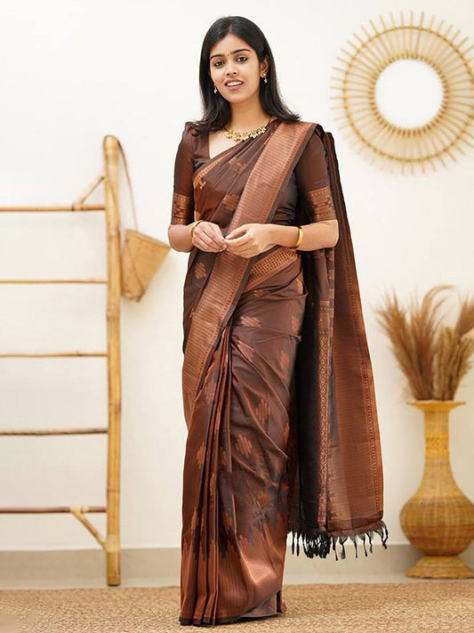 Kalini Ethnic Motifs Woven Design Zari Banarasi Saree | Swadesiicart