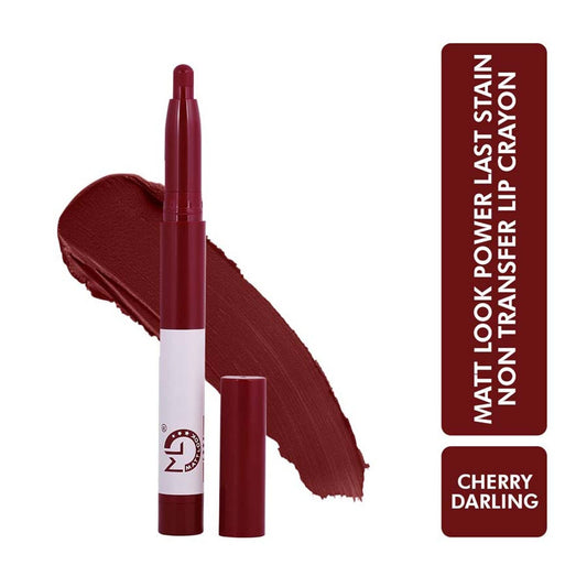 Matt Look Power Last Lip Stain Crayon Lipstick - Cherry Darling - Swadesiicart