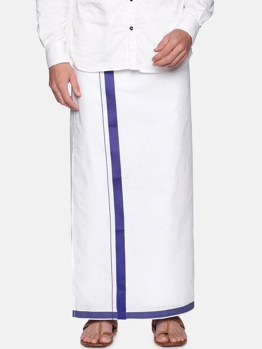 Sethukrishna Mens White Solid Readymade Cotton Dhoti | Swadesiicart