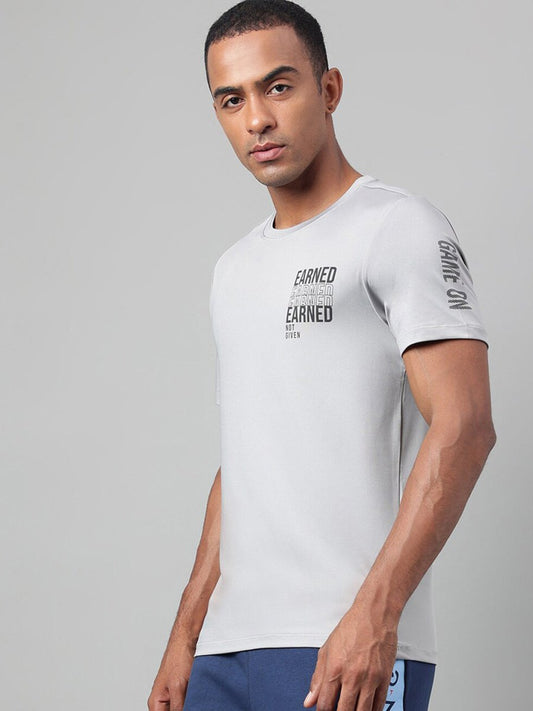 Alcis Typography Printed Anti-Static Dry Tech Slim Fit Sports T-shirt | Swadesiicart
