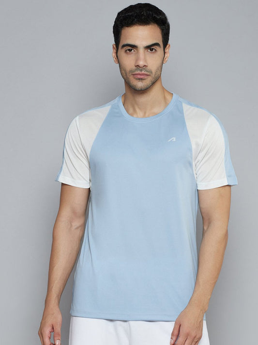 Alcis Men Blue Solid Slim Fit T-shirt | Swadesiicart