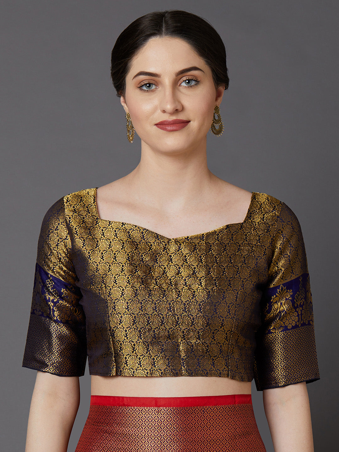 Mitera Red & Gold-Coloured Silk Blend Woven Design Banarasi Saree | Swadesiicart