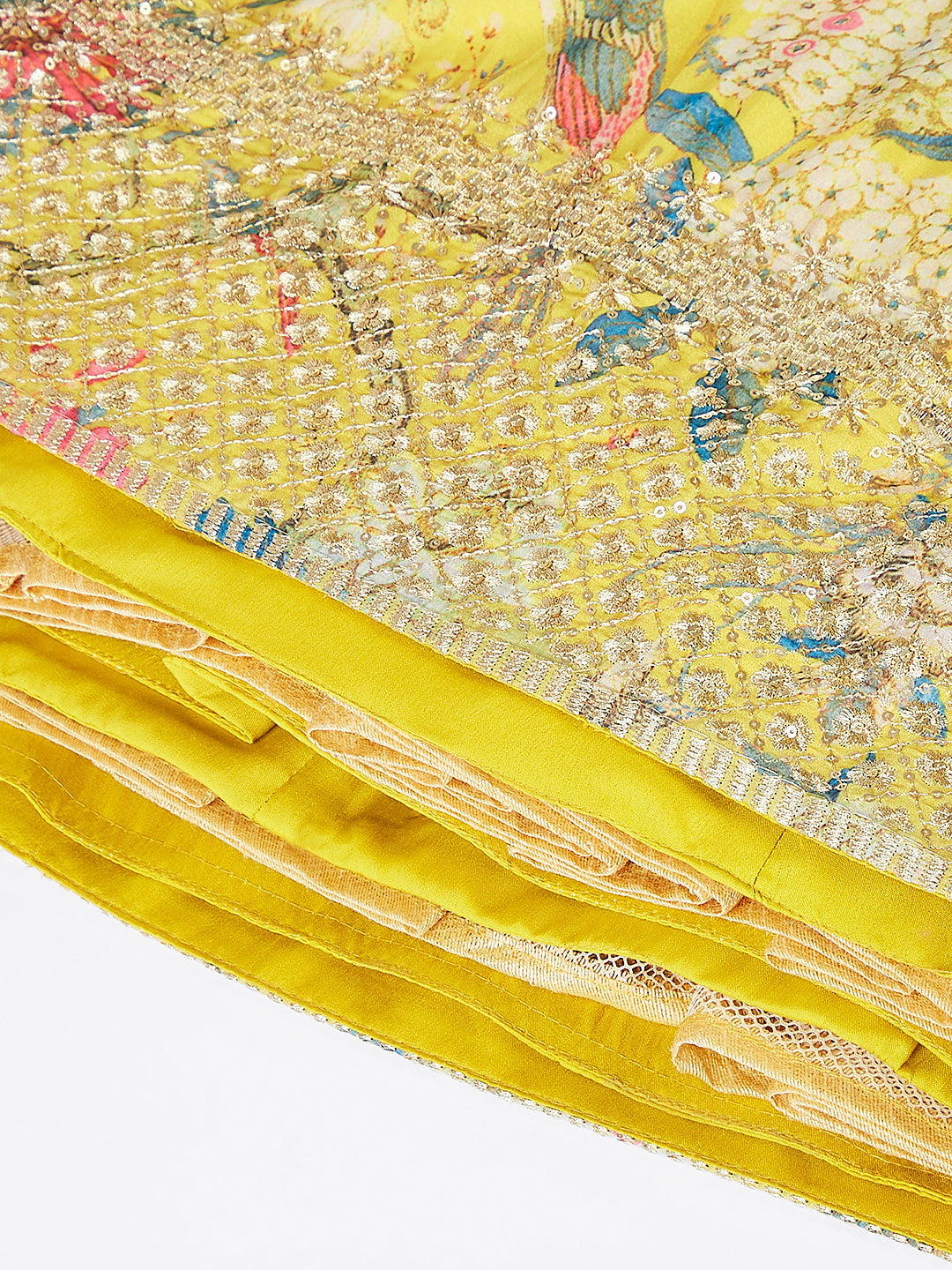 House of Panchhi Mustard Colour Organza Floral Design Digital Print Lehenga Choli & Dupatta | Swadesiicart