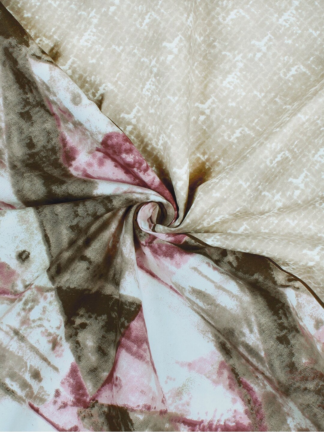 Story@home Brown & Pink Abstract Microfiber 180 TC Bedsheet With Pillow Cover - Swadesiicart