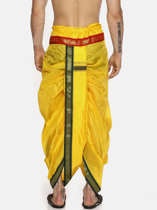 Sethukrishna Men Yellow Solid Readymade Dhoti Pants | Swadesiicart