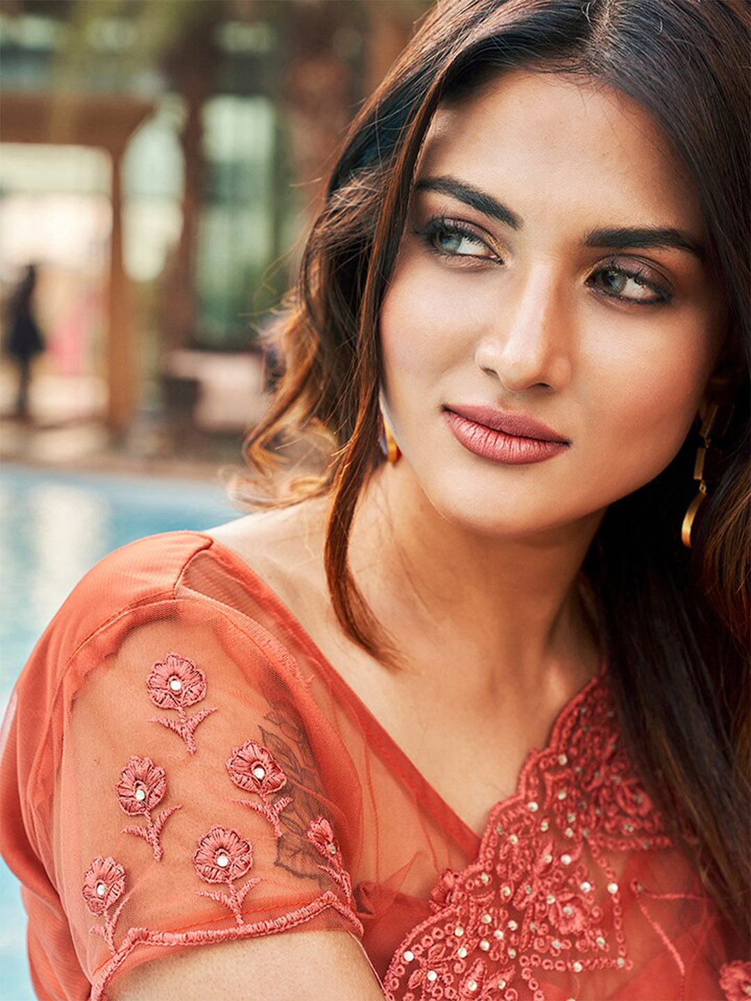 Tikhi Imli Embroidered Net Heavy Work Saree | Swadesiicart
