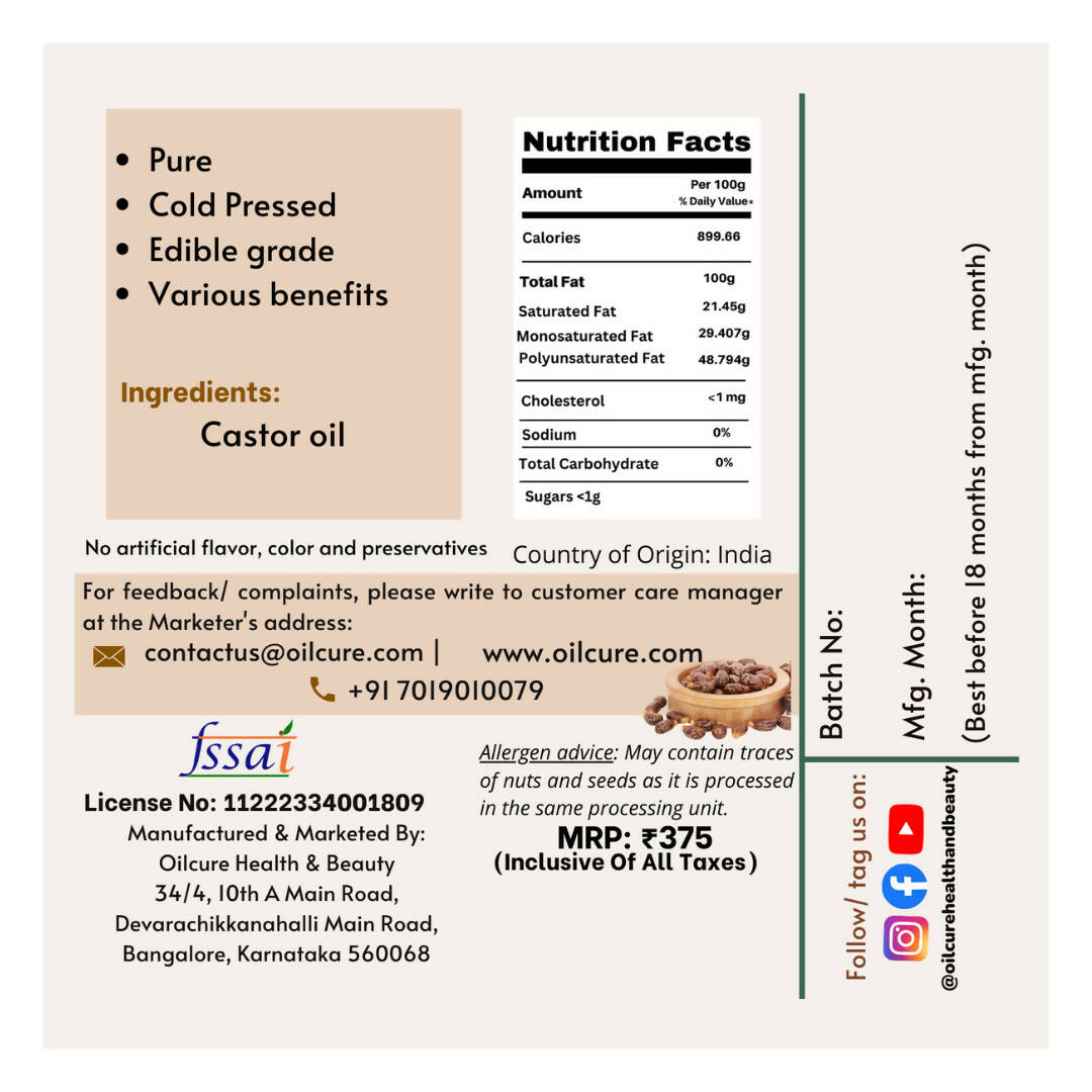 Oilcure Castor Oil - Swadesiicart