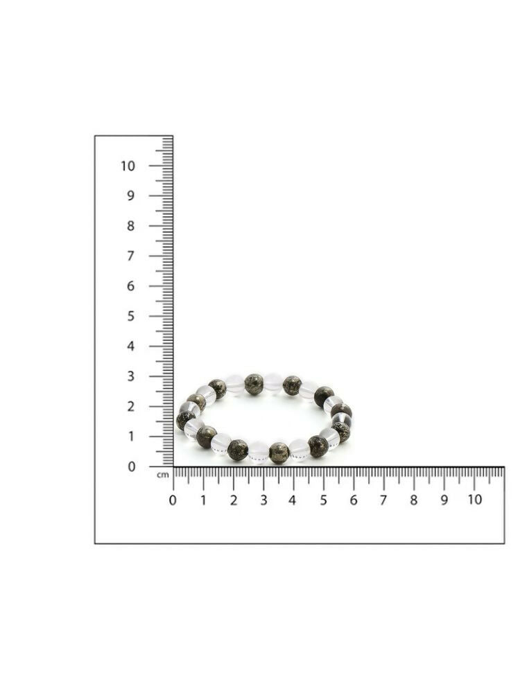 Clear Quatrz & Pyrite Black and White Beads Bracelet - Ruby Raang
