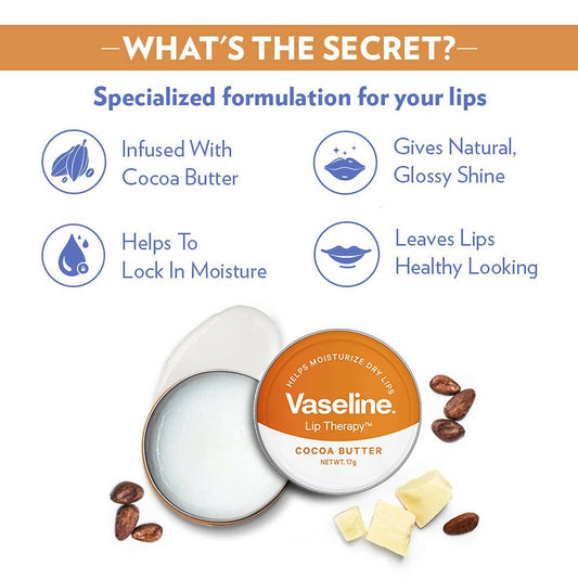 Vaseline Tin Cocoa Butter Lip Therapy - Swadesiicart