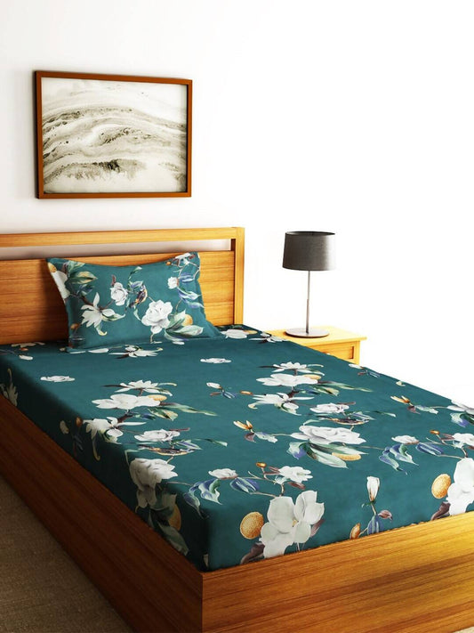 Home Sizzler Unisex Green Bedsheets - Swadesiicart