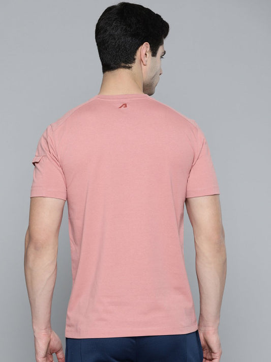 Alcis Men Dusty Pink & Maroon Typography Printed T-shirt | Swadesiicart