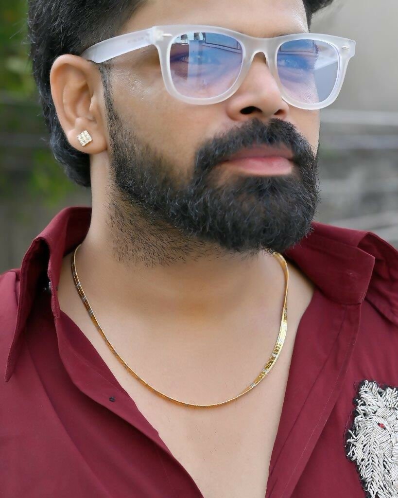 VOJ Dual Toned Self Designed Gold-Polished Chain For Men | Swadesiicart