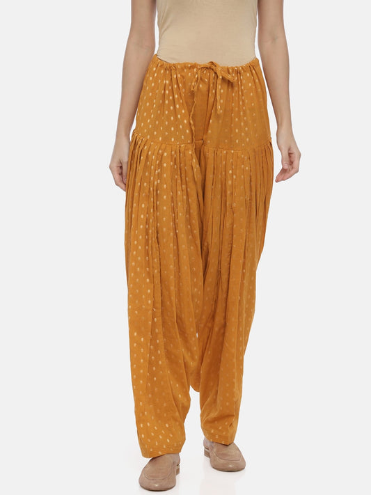 Souchii Tan Banarasi Thread Design Regular-Fit High-Rise Patiala | Swadesiicart