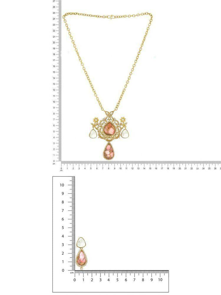 Glass Kundan Gold plated Long Earrings - Ruby Raang | Swadesiicart