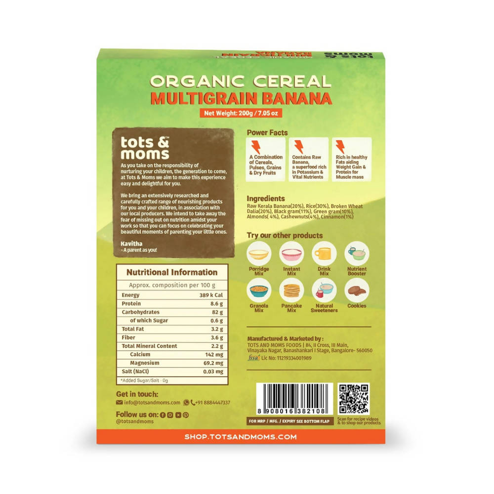 Tots and Moms Organic Multigrain Banana Cereal - Swadesiicart