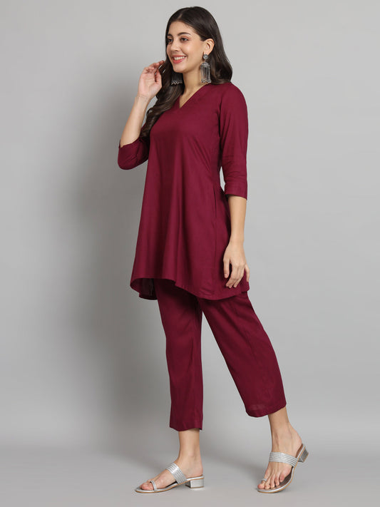 Fab Fashion Maroon Co-Ord Set - Swadesiicart