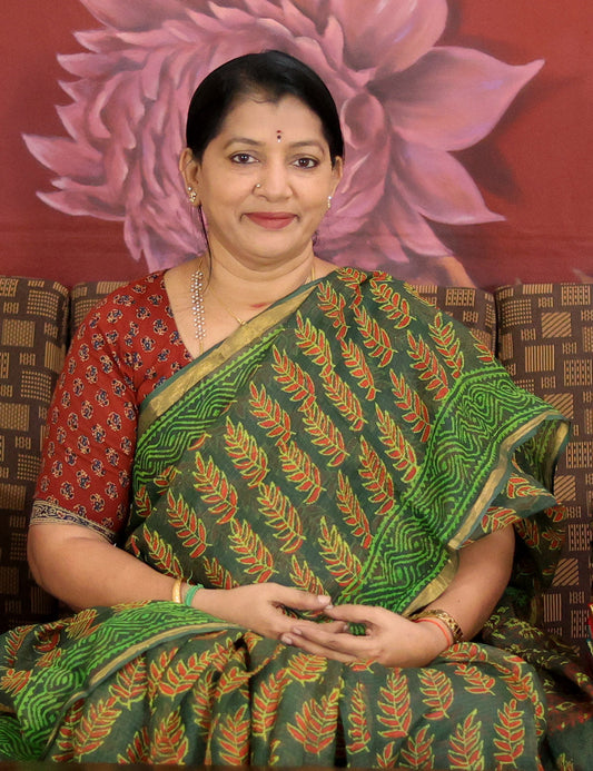 Combo of Green, Red And Yellow Colour Block Print Pure Kota Doria Printed Saree By Gayathri Reddy Designer Studio | Swadesiicart