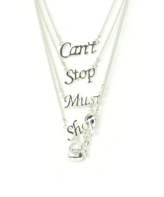 Silver-Plated Alloy Quotation Layered Necklace - The Pari