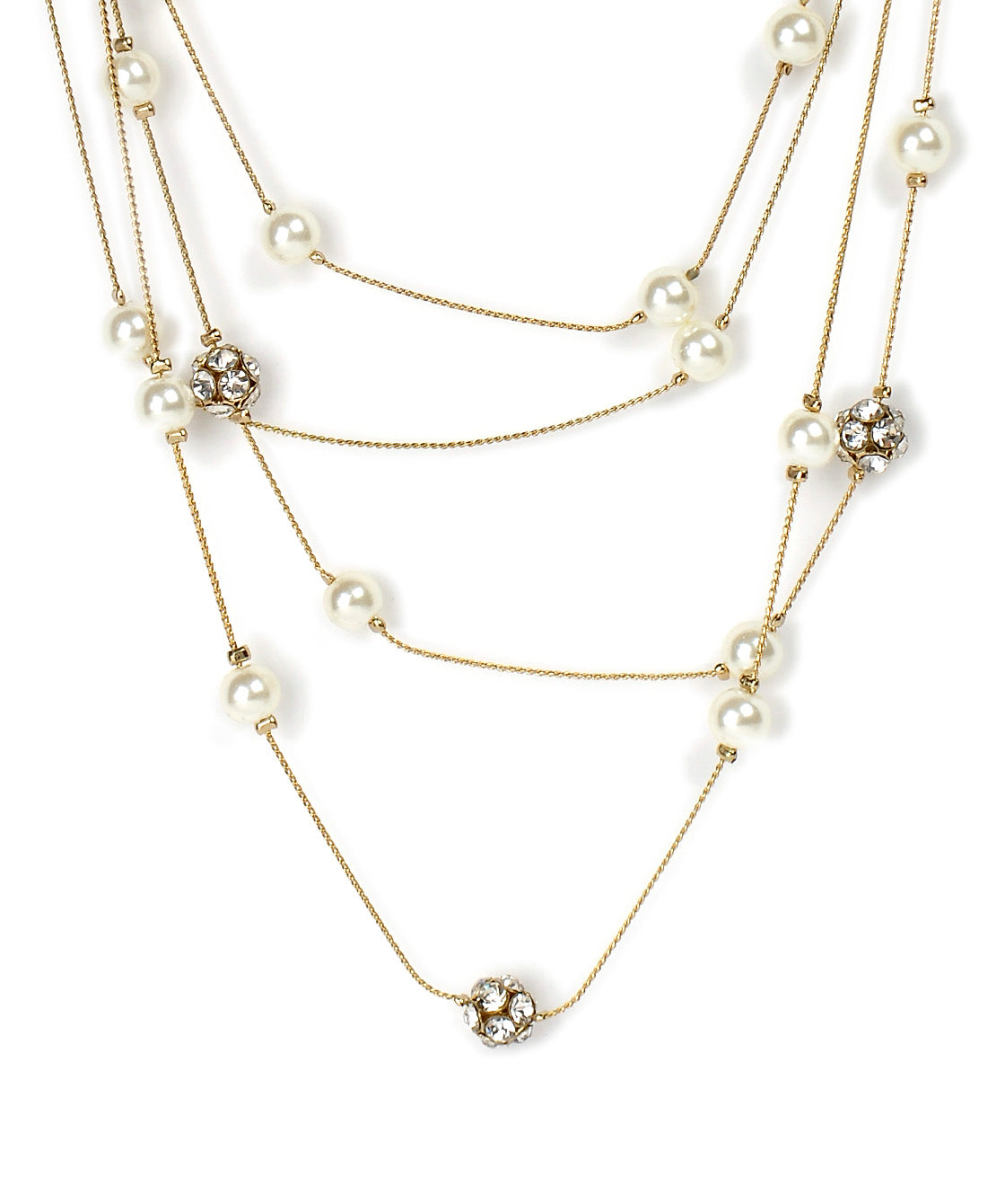 Gold-Polished Alloy Pearl And Stones Ball Necklace - The Pari | Swadesiicart