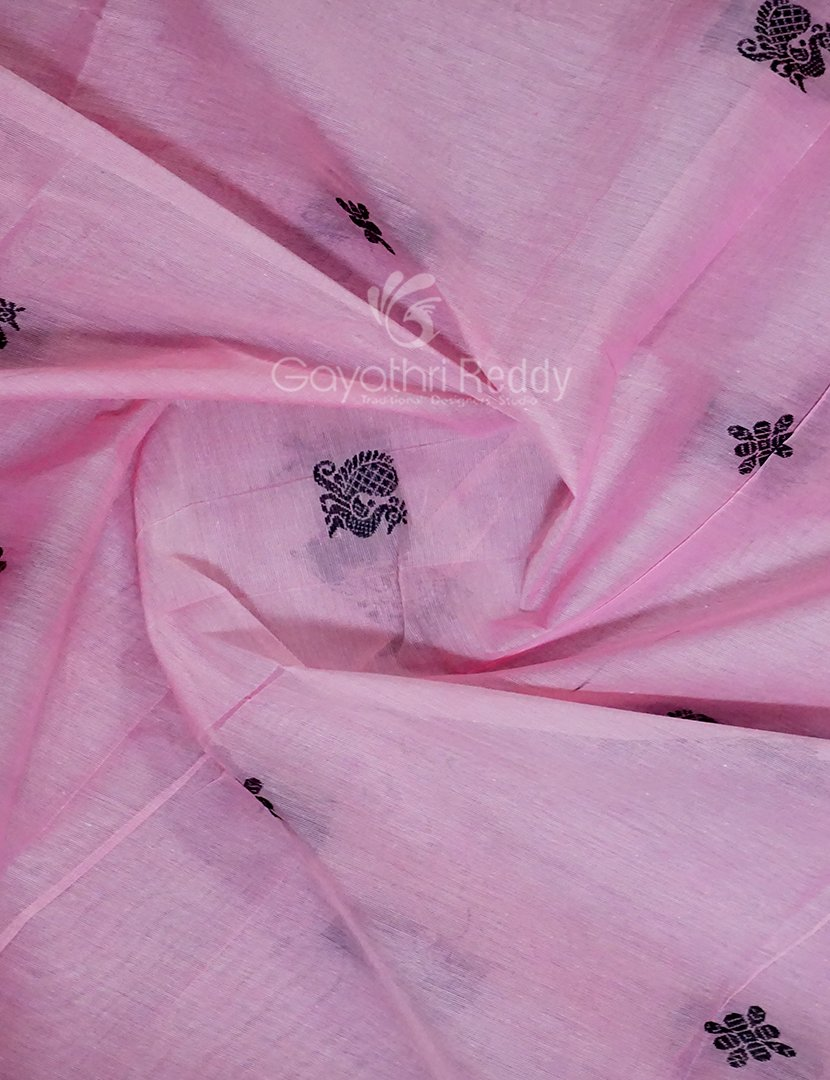 Kalanetha Shades of Baby Pink Pure Kanchi Cotton Saree With Kanchi Traditional Border By Gayathri Reddy Designer Studio | Swadesiicart