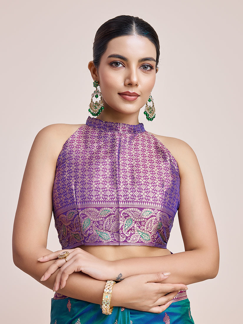 Monjolika Fashion Exquisite Designs With This Teal Banarasi Satin Silk Saree | Swadesiicart