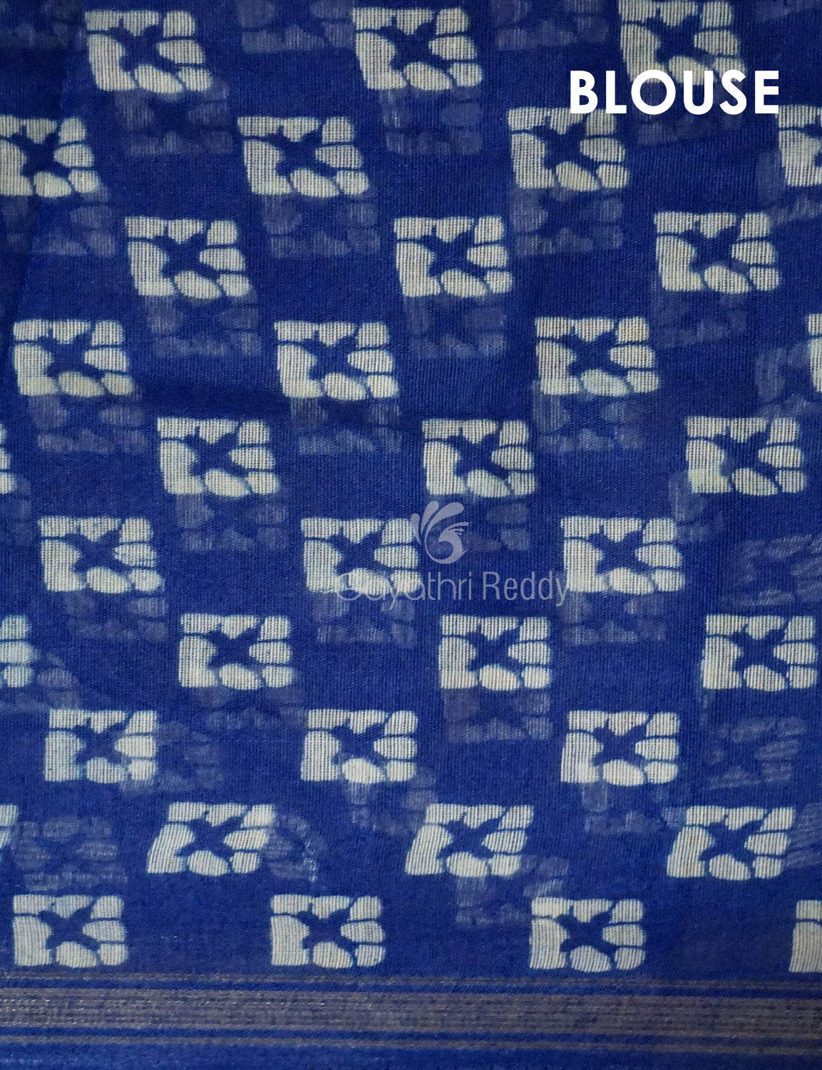 Yellow And Dark Ink Blue Colour Bathik Print Semi Chanderi Saree By Gayathri Reddy Designer Studio | Swadesiicart