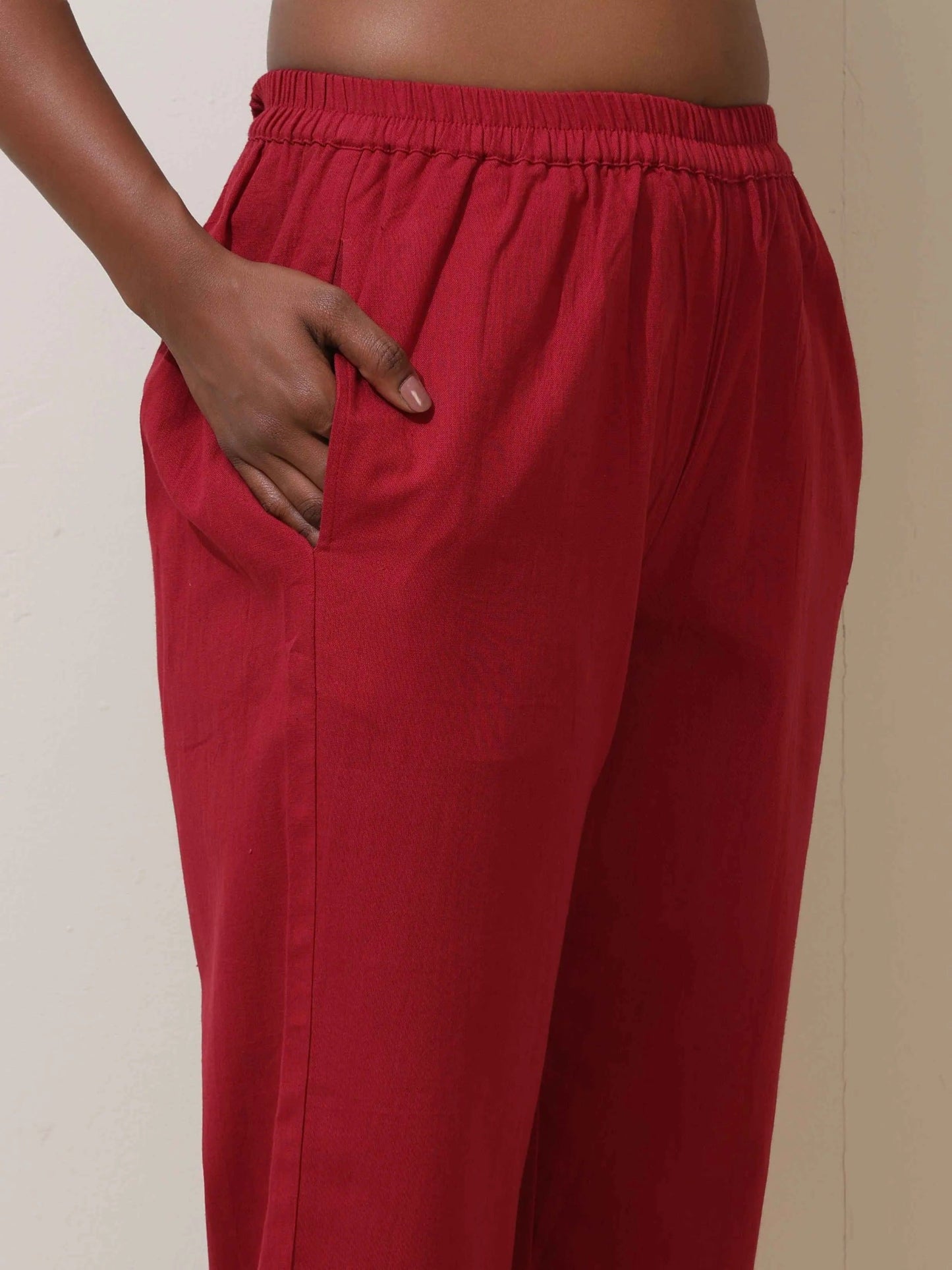 trueBrowns Maroon Cotton Linen Co-Ord Set - Swadesiicart