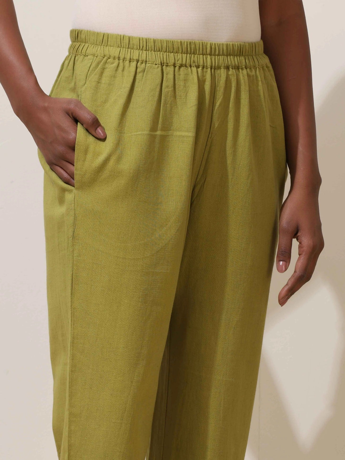 trueBrowns Pear Green Cotton Linen Co-Ord Set - Swadesiicart