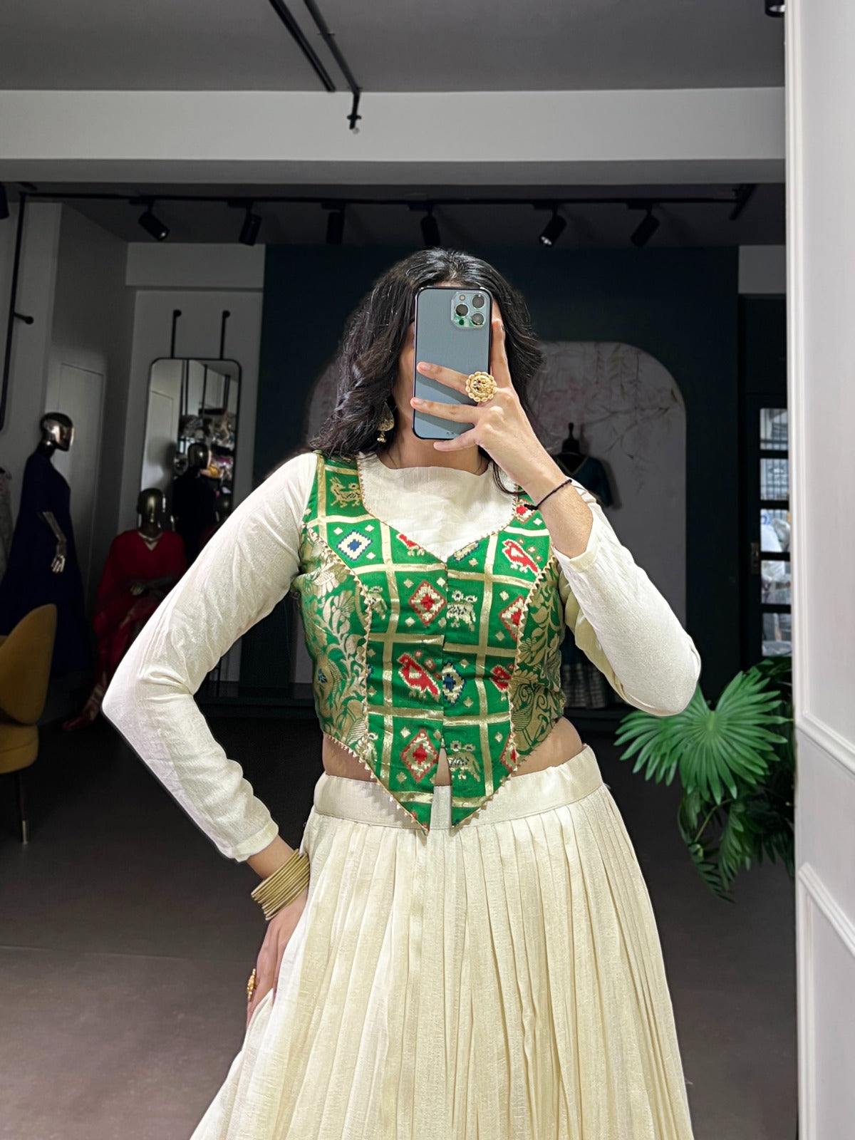 Lorenvalley Fashion Off White Vichitra Silk Lace Touch Up Lehenga Choli - Swadesiicart