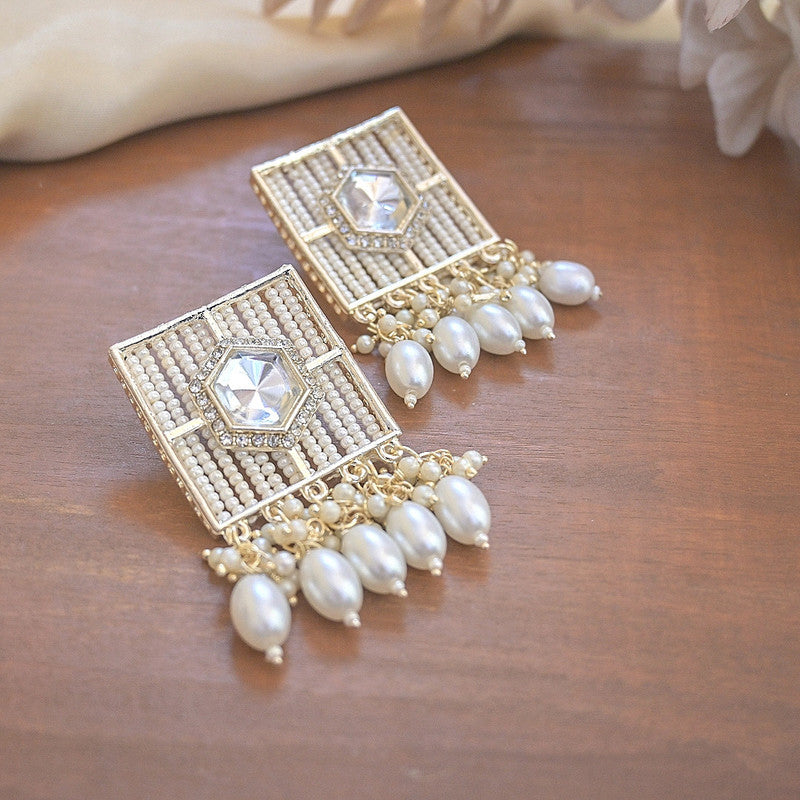 Tehzeeb Creations New Stylish Earrings For Women & Girls Pearl Alloy Hoop Earring, Stud Earring | Swadesiicart