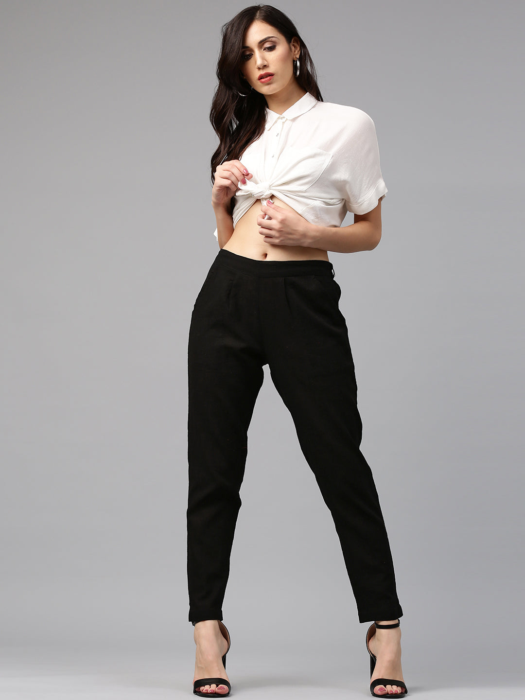 Jaipur Kurti Women Black Trousers | Swadesiicart