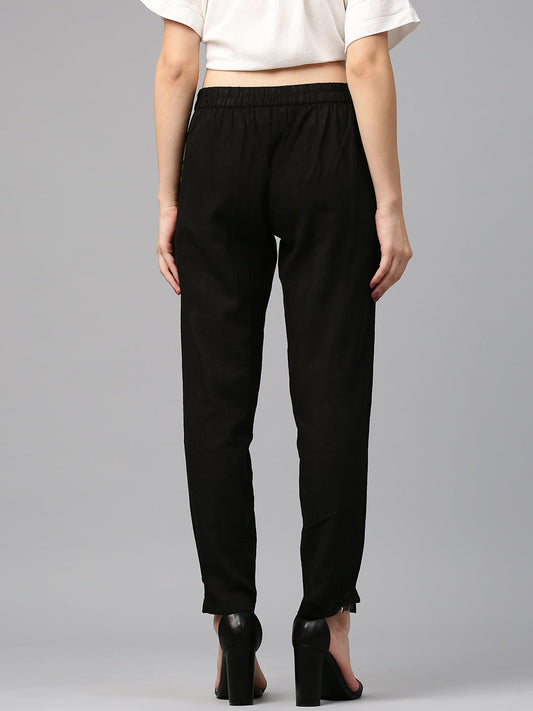 Jaipur Kurti Women Black Trousers | Swadesiicart