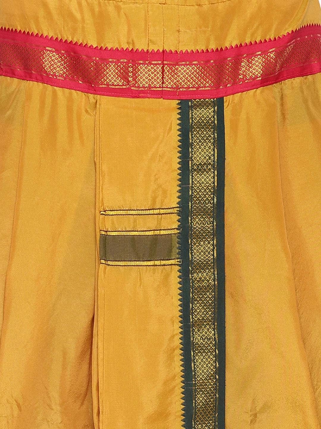 Sethukrishna Men Mustard Yellow Solid Readymade Dhoti Pant | Swadesiicart