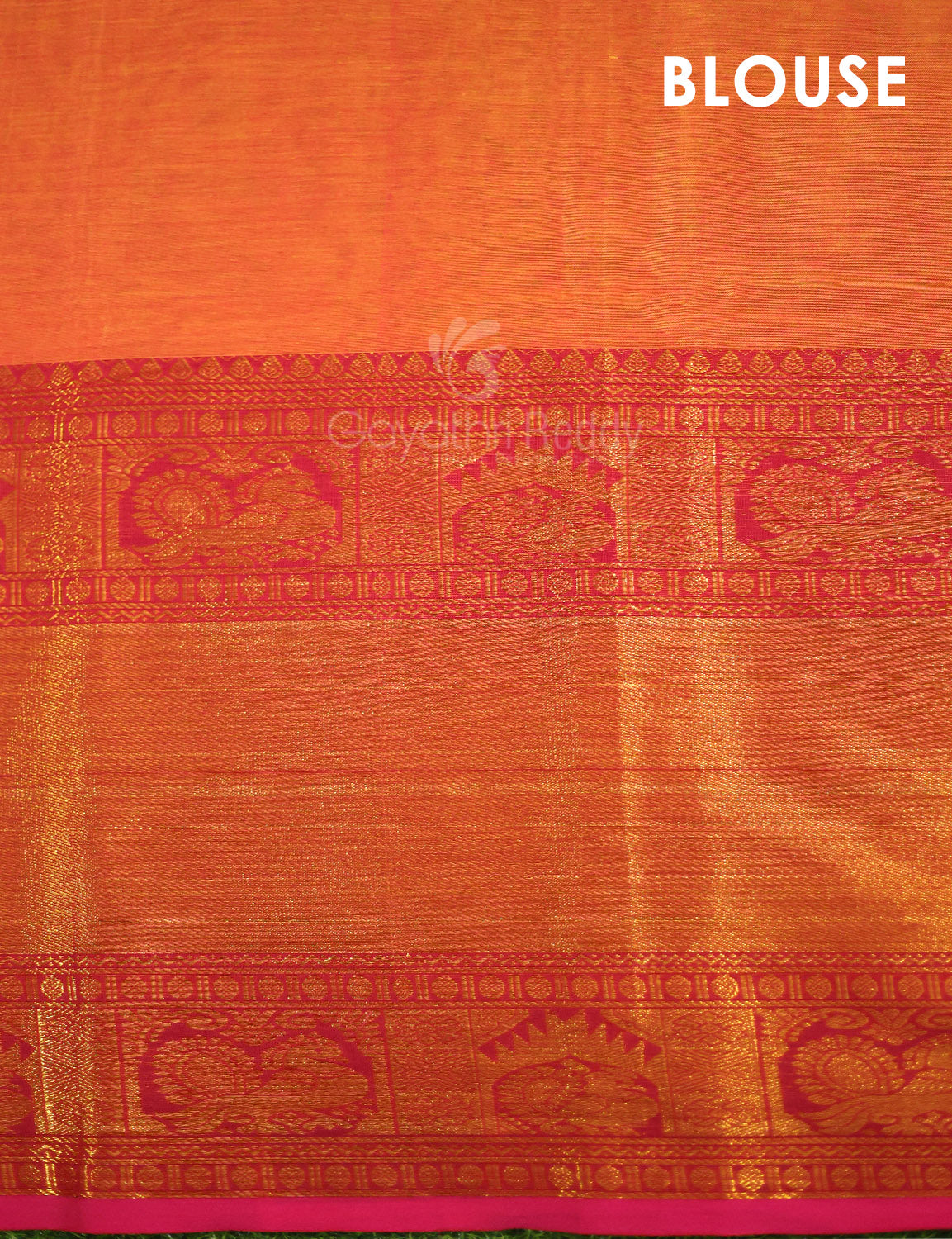 Kalanetha Orange With Zari Kanchi Style Pure Narayanpet Cotton Saree By Gayathri Reddy Designer Studio | Swadesiicart