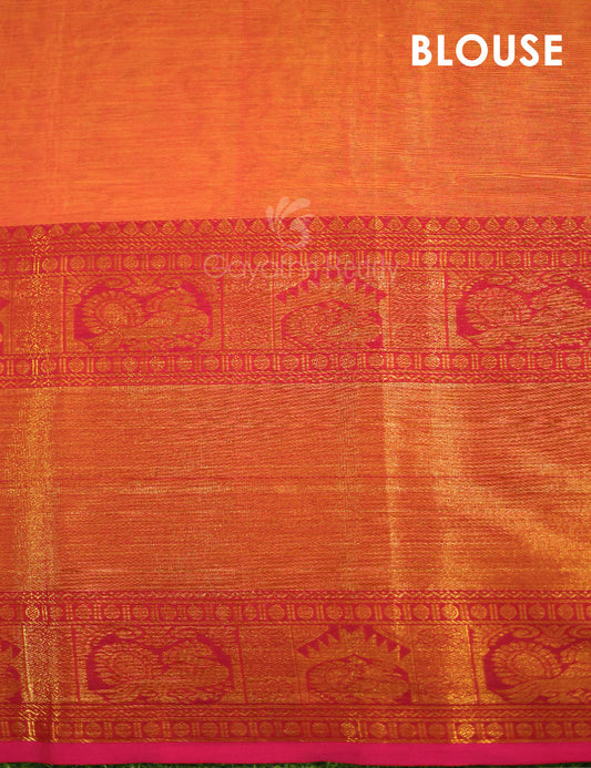 Kalanetha Orange With Zari Kanchi Style Pure Narayanpet Cotton Saree By Gayathri Reddy Designer Studio | Swadesiicart