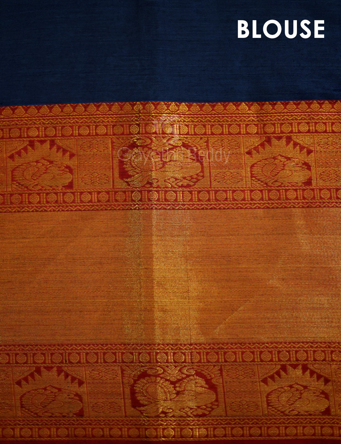 Kalanetha Peacock Blue With Zari Kanchi Style Pure Narayanpet Cotton Saree By Gayathri Reddy Designer Studio | Swadesiicart