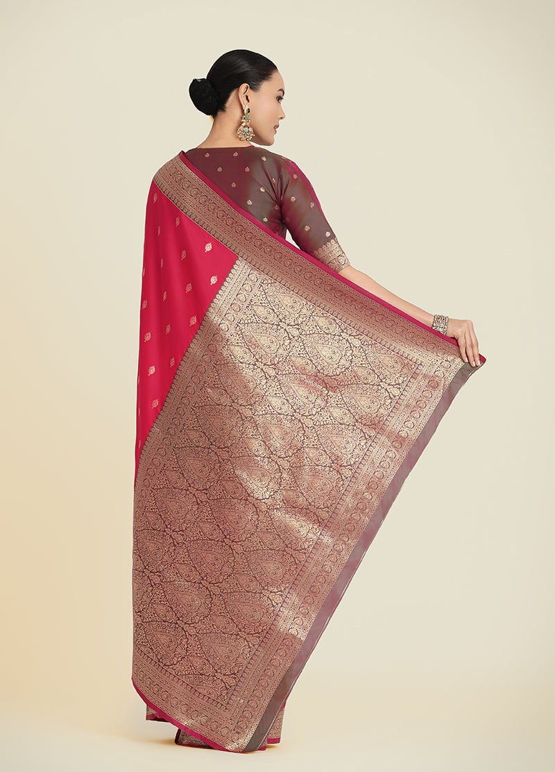 Monjolika Fashion Pink Color Banarasi Soft Silk Trendy Saree | Swadesiicart