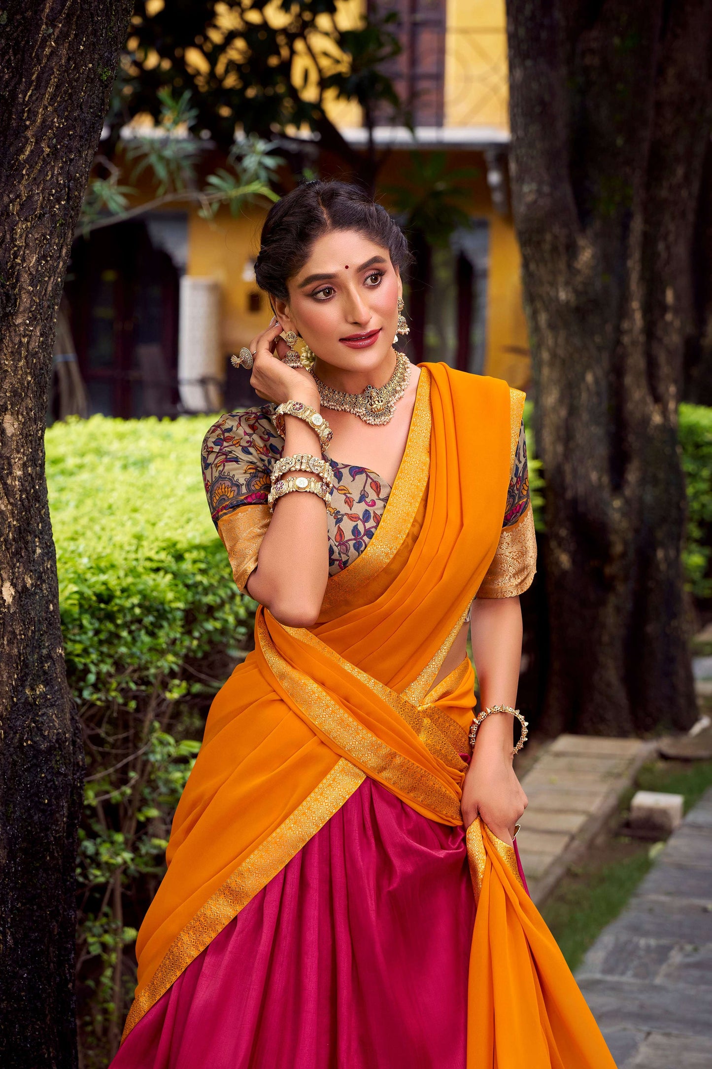 Lorenvalley Fashion Pink Aastha Silk Printed with Zari Weaving Work Lehenga Choli with Dupatta - Swadesiicart