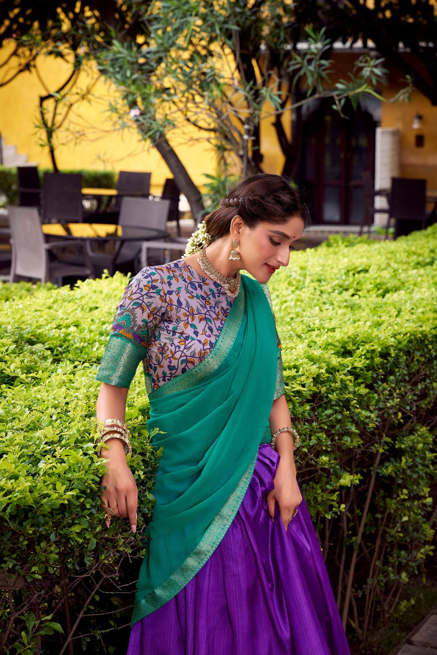 Lorenvalley Fashion Purple Aastha Silk Printed with Zari Weaving Work Lehenga Choli with Dupatta - Swadesiicart