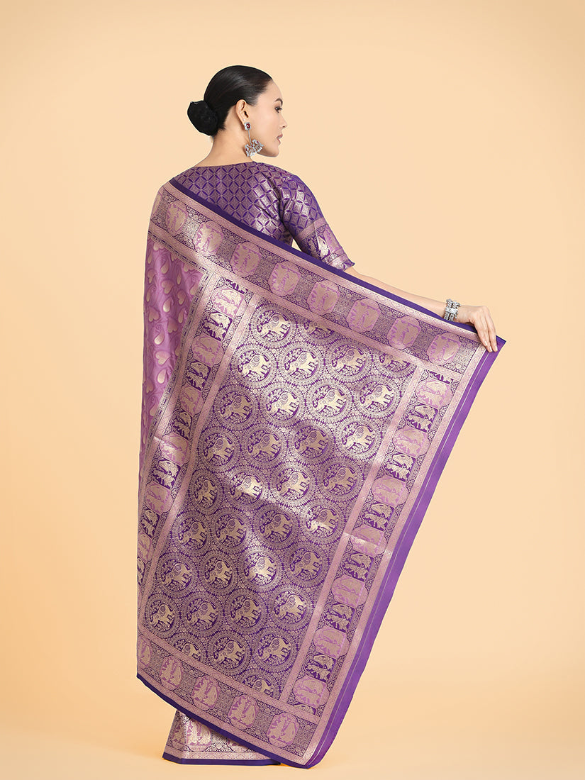 Monjolika Fashion Lavender Color Weaving Banarasi Silktraditional Saree | Swadesiicart
