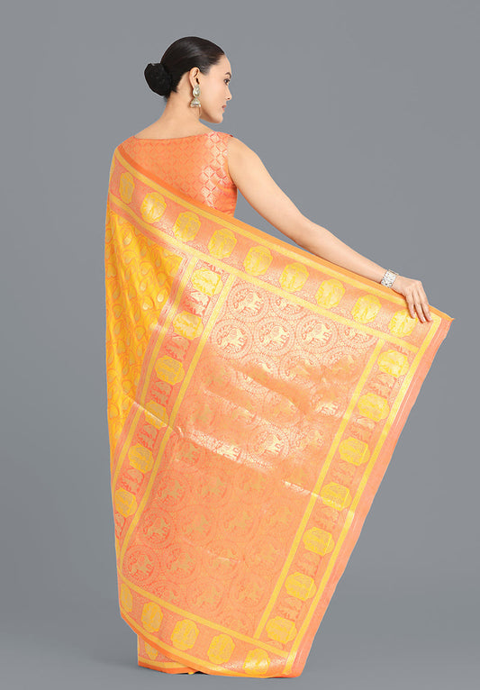 Monjolika Fashion Yellow Color Weaving Banarasi Silktraditional Saree | Swadesiicart