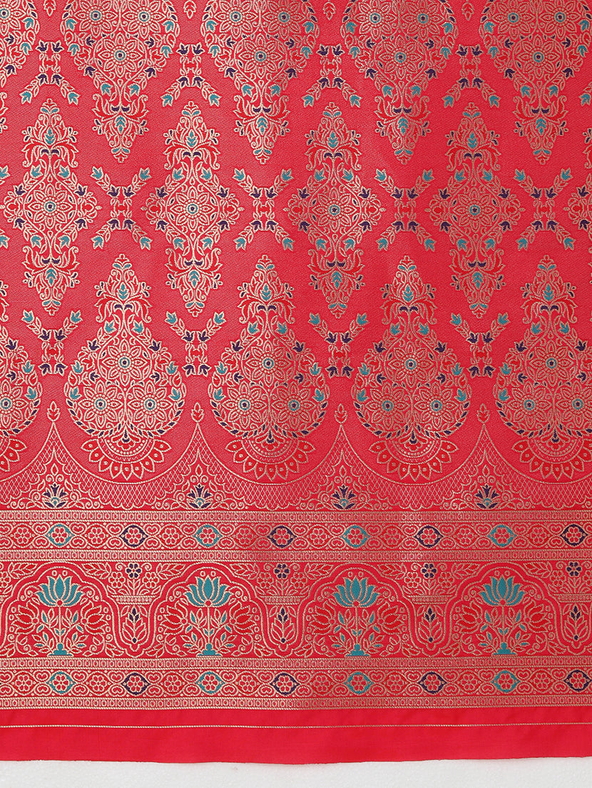 Monjolika Fashion Elegant Hot Pink Banarasi Silk Blend SareeBrocade Motifs & Zari Woven Splendor | Swadesiicart