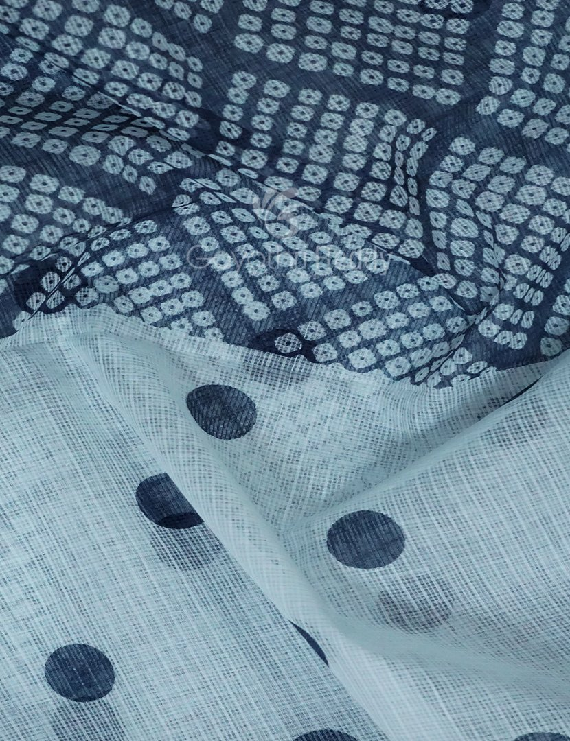 Shades of Cream And Denim Grey Colour With Patli Pallu Design Pure Kota Cotton Saree By Gayathri Reddy Designer Studio | Swadesiicart
