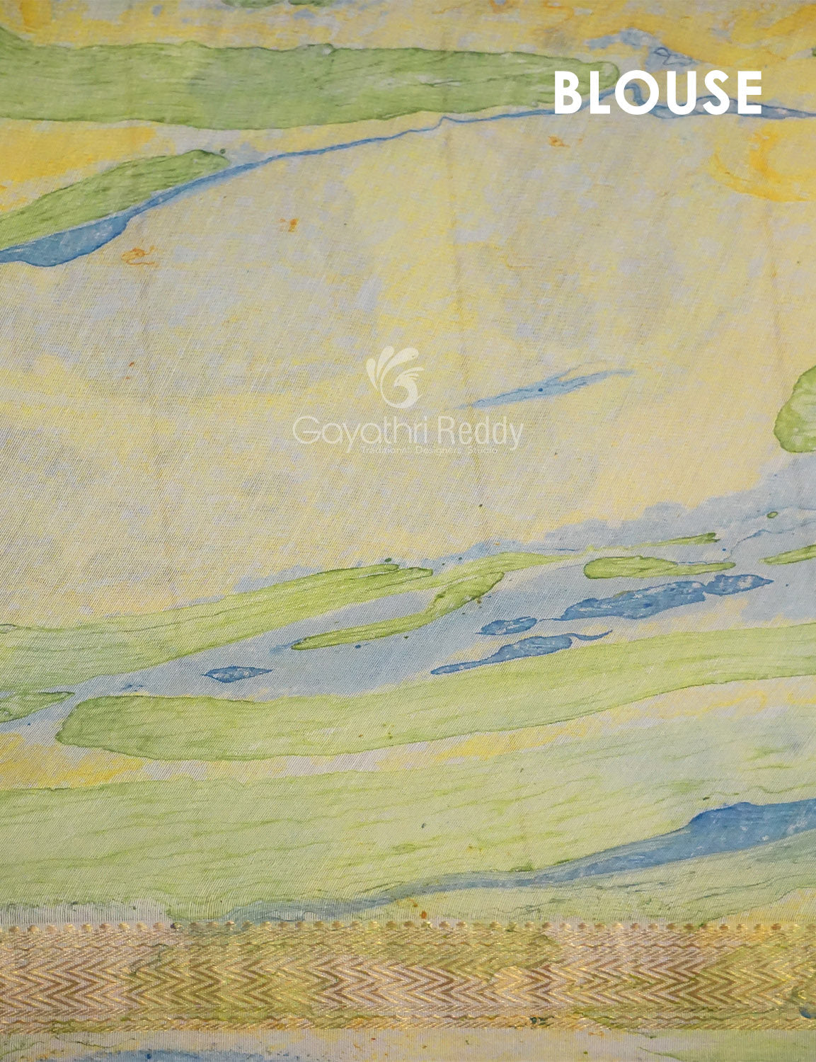 Combo of Parrot Green and Blue Chanderi Printed Saree By Gayathri Reddy Designer Studio | Swadesiicart