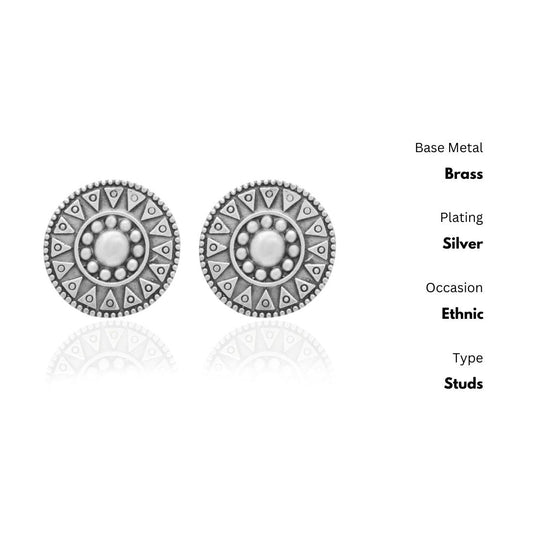 New Stylish Oxidized Gold-Polished Gold Studs Earrings for Womens by House of Ree | Swadesiicart