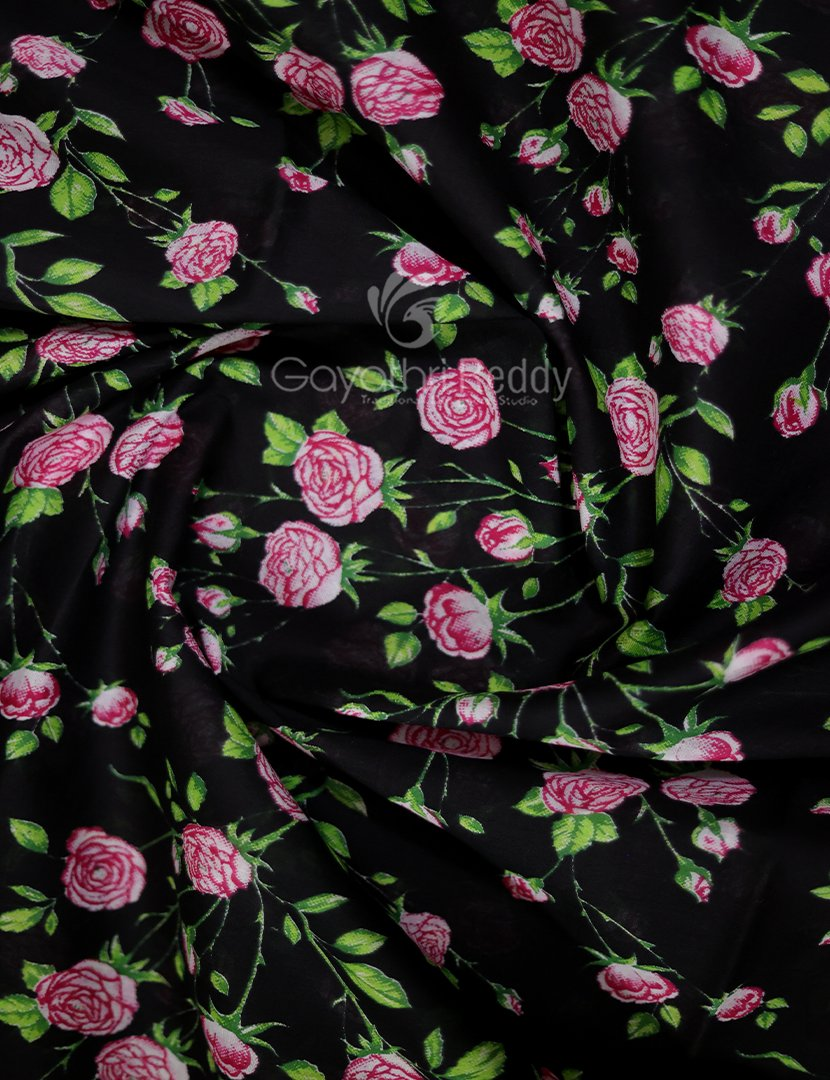 Block Print Black Coloured Mulmul Cotton Saree By Gayathri Reddy Designer Studio | Swadesiicart
